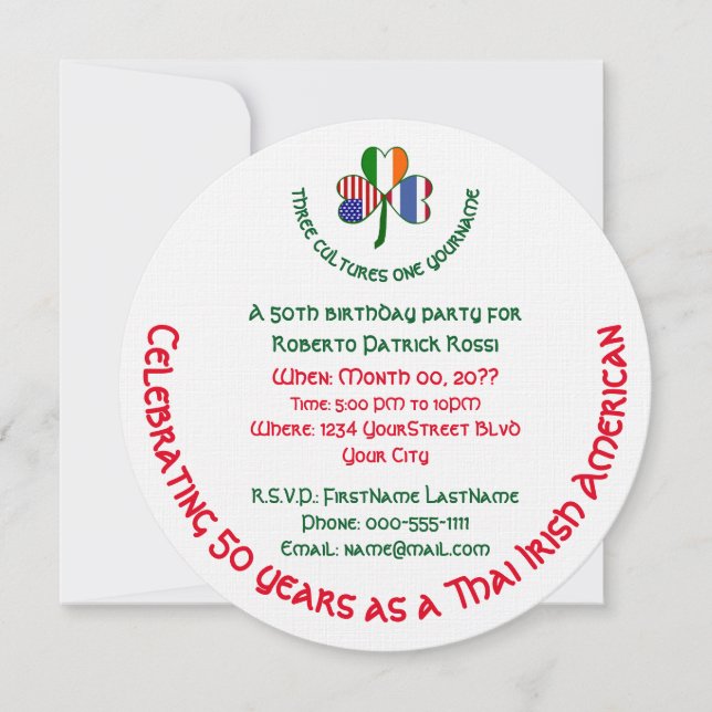 Invitation Anniversaire des Shamrocks irlandais (Devant)