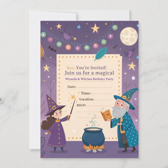 Invitation Anniversaire des Sorciers et Sorcières (Devant)