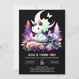 Invitation Anniversaire des Tricératops Dino Moderne