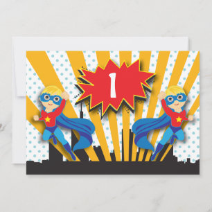 Invitation Anniversaire des Twins Superhero  Blonde