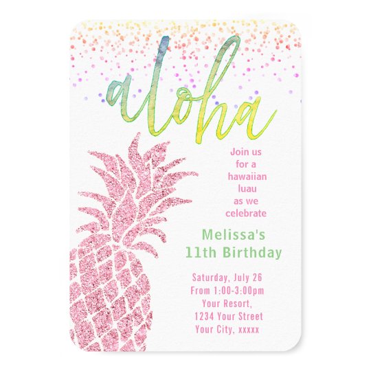 Invitation Anniversaire D Ete D Ananas De Rose De Parties Zazzle Fr