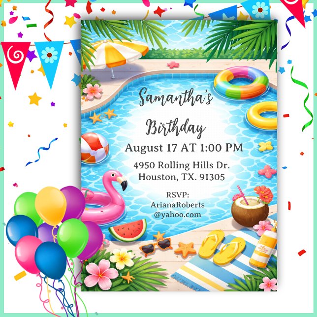 Invitation Anniversaire d'été ensoleillé Fête d'anniversaire  (Créateur téléchargé)