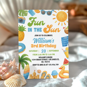 Invitation Anniversaire d'été plage amusement au soleil