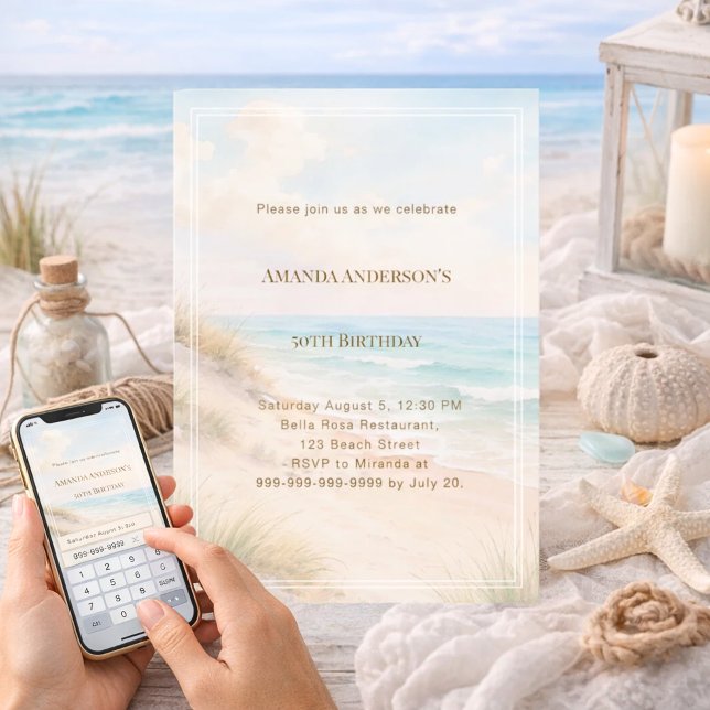 Invitation Anniversaire d'été sur la côte de la plage (Créateur téléchargé)