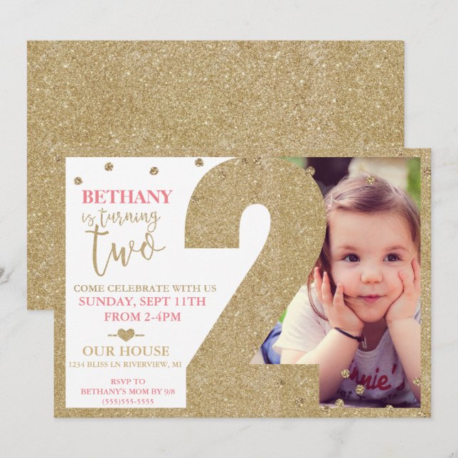 Invitation Anniversaire Deuxième Anniversaire Pail (Devant / Derrière)