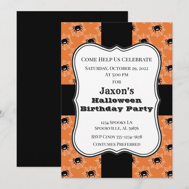 Invitation Anniversaire d'Halloween (Devant / Derrière)