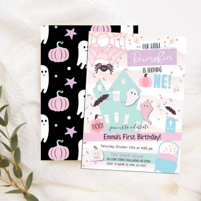 Invitation Anniversaire d'Halloween de la petite citrouille p (Créateur téléchargé)