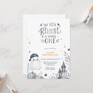 Invitation Anniversaire d'Halloween Fantôme Mignon Aquarelle