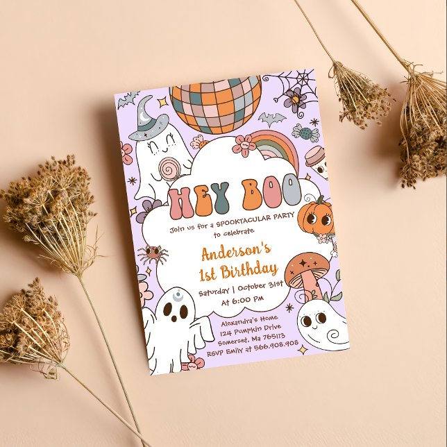 Invitation Anniversaire d'Halloween Hey Boo Anniversaire (Créateur téléchargé)