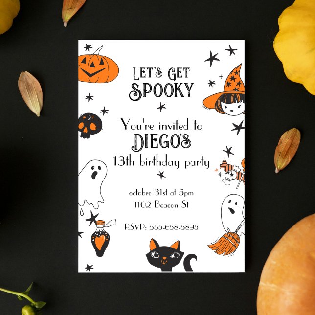 Invitation Anniversaire d'Halloween Obtenons des Doodles Éffr (Créateur téléchargé)