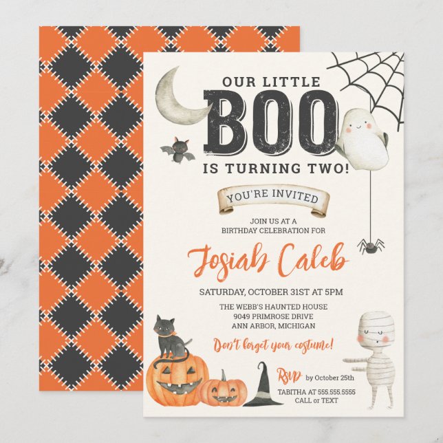Invitation Anniversaire d'Halloween pour enfants de Little Bo (Devant / Derrière)