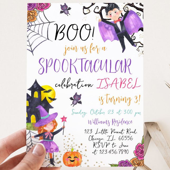 Invitation Anniversaire d'Halloween Rose Violet Spécial (Créateur téléchargé)