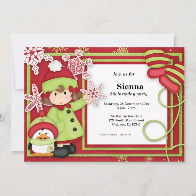 Invitation Anniversaire d'hiver (Devant)