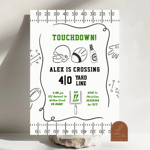 Invitation Anniversaire d'homme adulte Touchdown dessiné à la