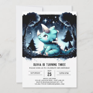Invitation Anniversaire Dino Charm Triceratops
