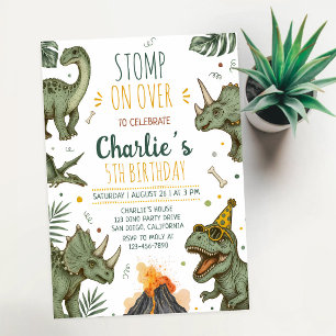 Invitation anniversaire dinosaure 2 ans vert
