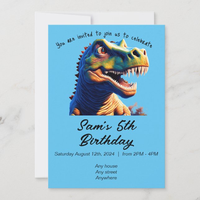 Invitation Anniversaire Dinosaure rugissant. Modif (Devant)