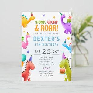 Invitation Anniversaire Dinosaures Thème de Fête d