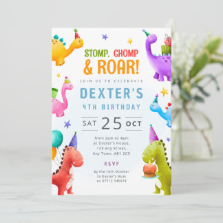 Invitation Anniversaire Dinosaures Thème de Fête d