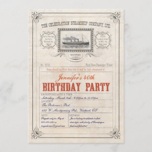 Invitation Anniversaire d'invitation de billet de bateau de