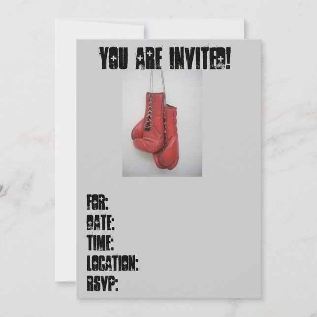 Invitation Anniversaire d'invitation ou tous gants de boxe (Devant)