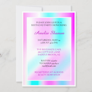 Invitation Anniversaire Diplômé Pink Pastel Cadre Photo perso