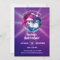 Invitation Anniversaire Disco Ball Retro
