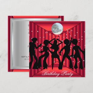 Invitation anniversaire disco danse rouge