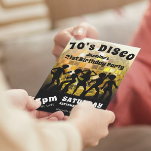 Invitation Anniversaire Disco des Années 70   Balle Pailletée