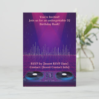 Invitation Anniversaire DJ - Personnalisable