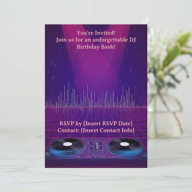 Invitation Anniversaire DJ - Personnalisable (Debout devant)