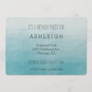 Invitation Anniversaire d'Ombre d'aquarelle de bonheur d'Aqua