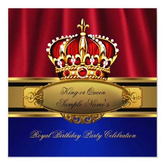 Invitation Anniversaire D Or De Bleu Royal Du Roi Queen Red Zazzle Fr