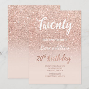 Invitation Anniversaire d'or de Faux 20ème d'ombre rose de