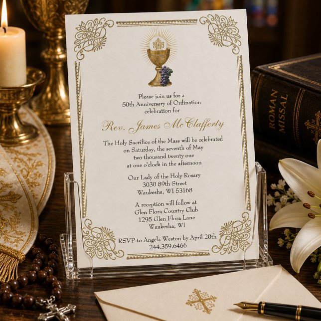 Invitation Anniversaire d'or de l'ordination d'un prêtre cath (Créateur téléchargé)