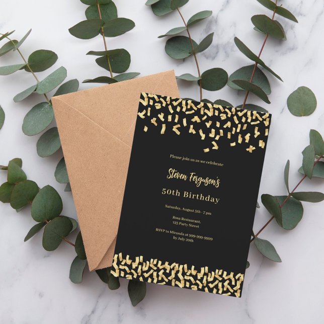 Invitation Anniversaire d'or noir (Créateur téléchargé)