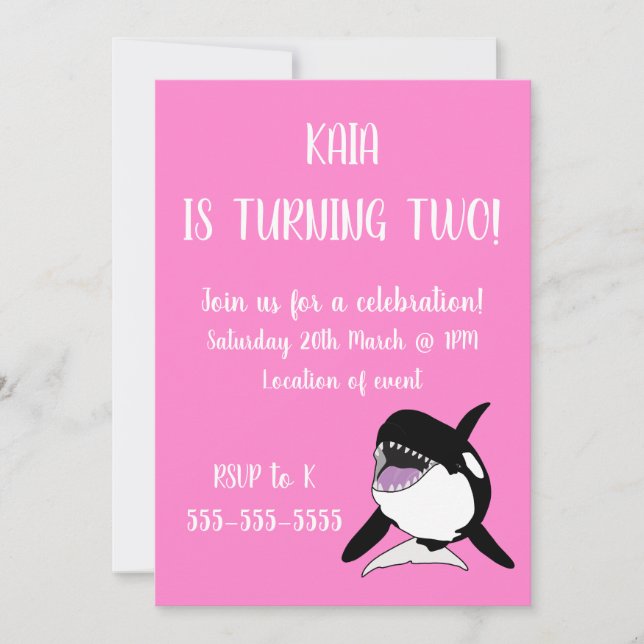 Invitation Anniversaire d'Orca (Devant)