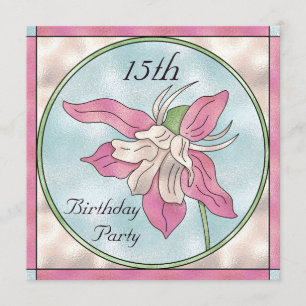 Invitation Anniversaire d'orchidée d'effet en verre rose de