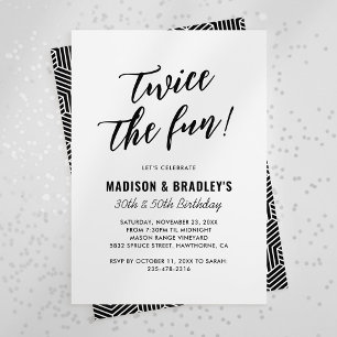 Invitation anniversaire double Modern Twice the Fu