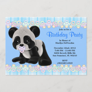 Invitation Anniversaire doux MIGNON d'ours panda de bébé de