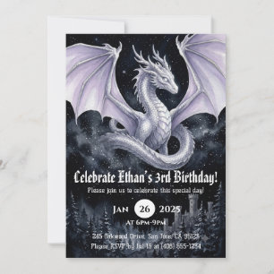 Invitation Anniversaire Dragon Aquarelle