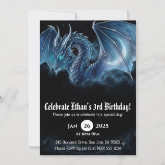 Invitation Anniversaire Dragon Aquarelle