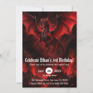 Invitation Anniversaire Dragon Aquarelle