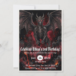Invitation Anniversaire Dragon Aquarelle