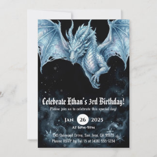 Invitation Anniversaire Dragon Aquarelle