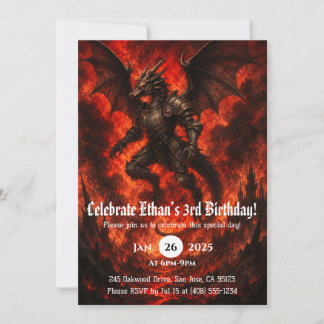 Invitation Anniversaire Dragon Aquarelle