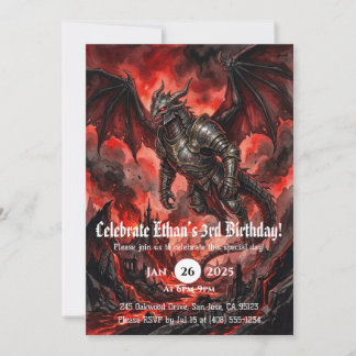 Invitation Anniversaire Dragon Aquarelle