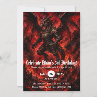 Invitation Anniversaire Dragon Aquarelle