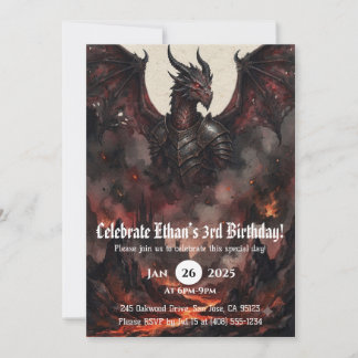 Invitation Anniversaire Dragon Aquarelle