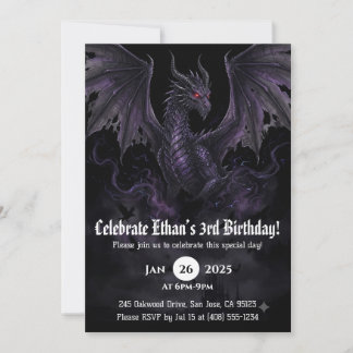 Invitation Anniversaire Dragon Aquarelle